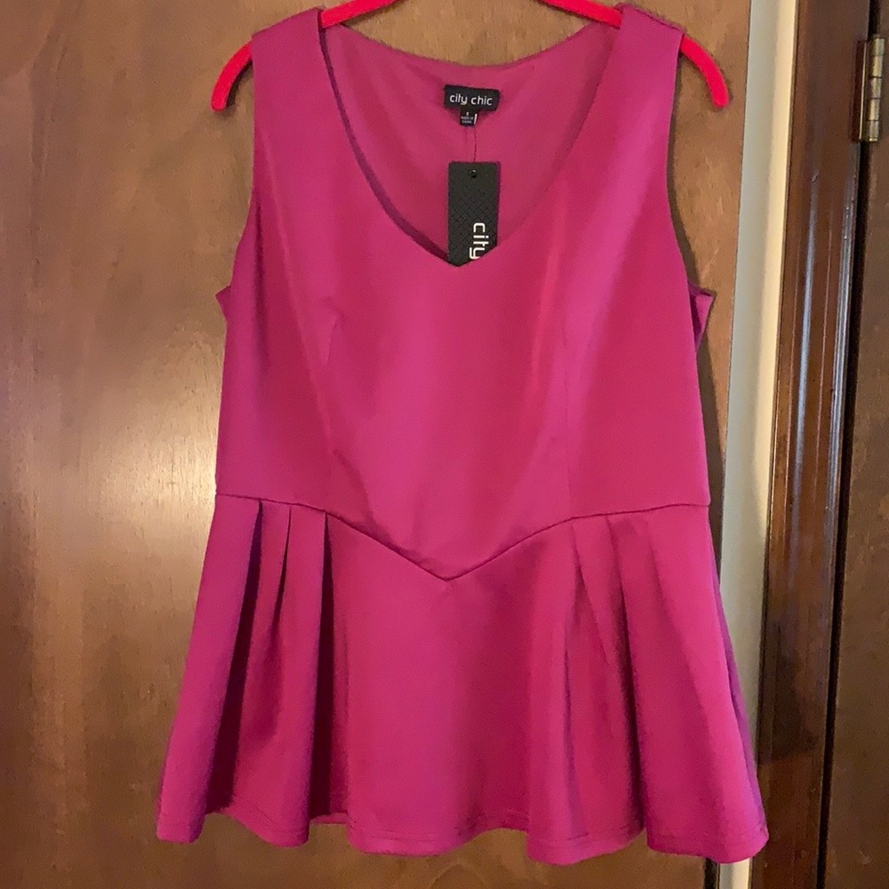 City chic sleeveless peplum top